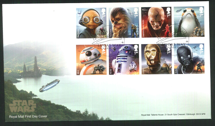 2017 - First Day Cover "Star Wars", Royal Mail, Lucas Way, Haywards Heath Pictorial Postmark